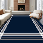 Navy Plaid Modern Rug(Blue)
