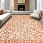 Terracotta Leopard Print Vibrant Rug(Orange)