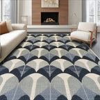 Sleek Blue Arched Geometric Rug
