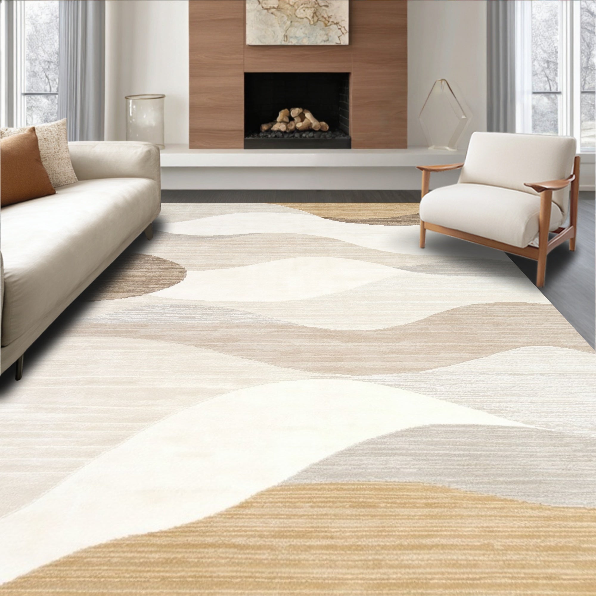 Earth-Toned Flowing Serene Rug