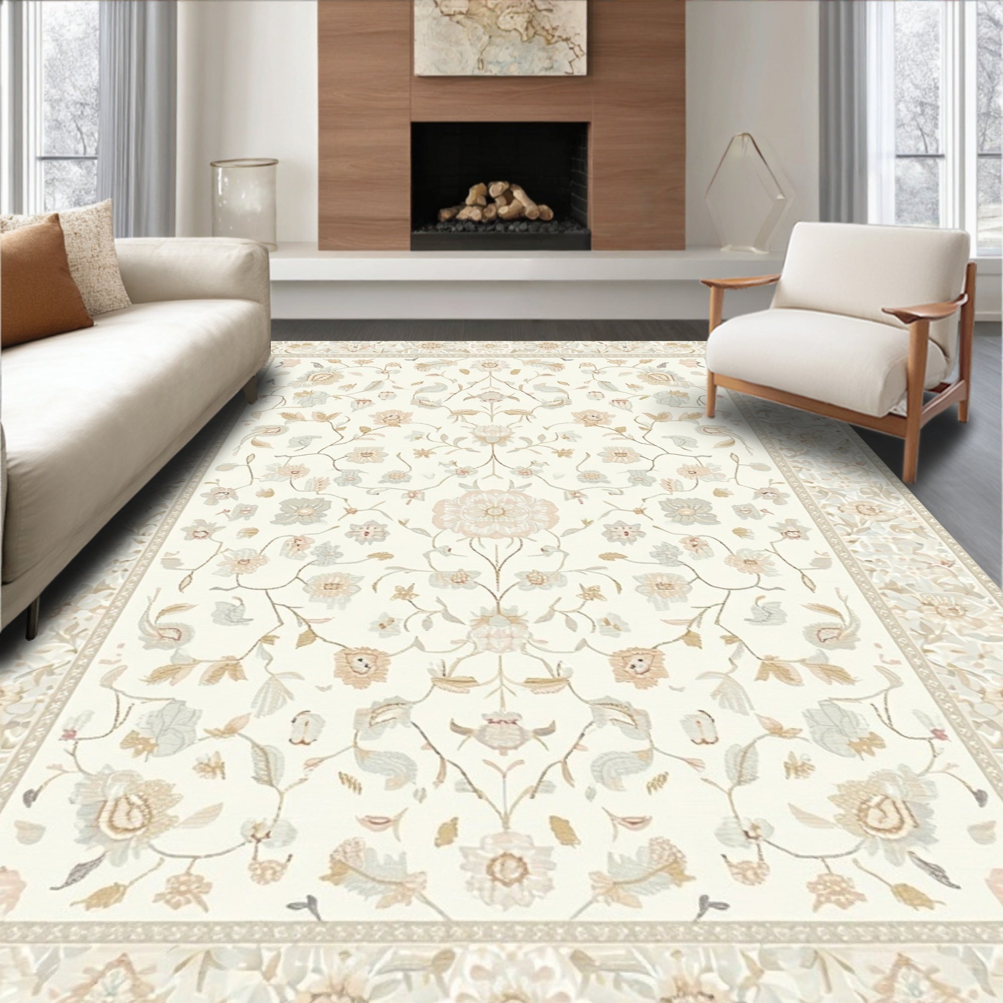 Ivory Floral Serene Rug(Ivory)