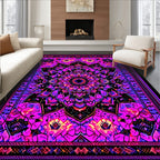 Vibrant Pink-Purple Mandala Pattern Rug(Purple)