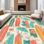 Vibrant Tropical Surfboard Rug(Beige)
