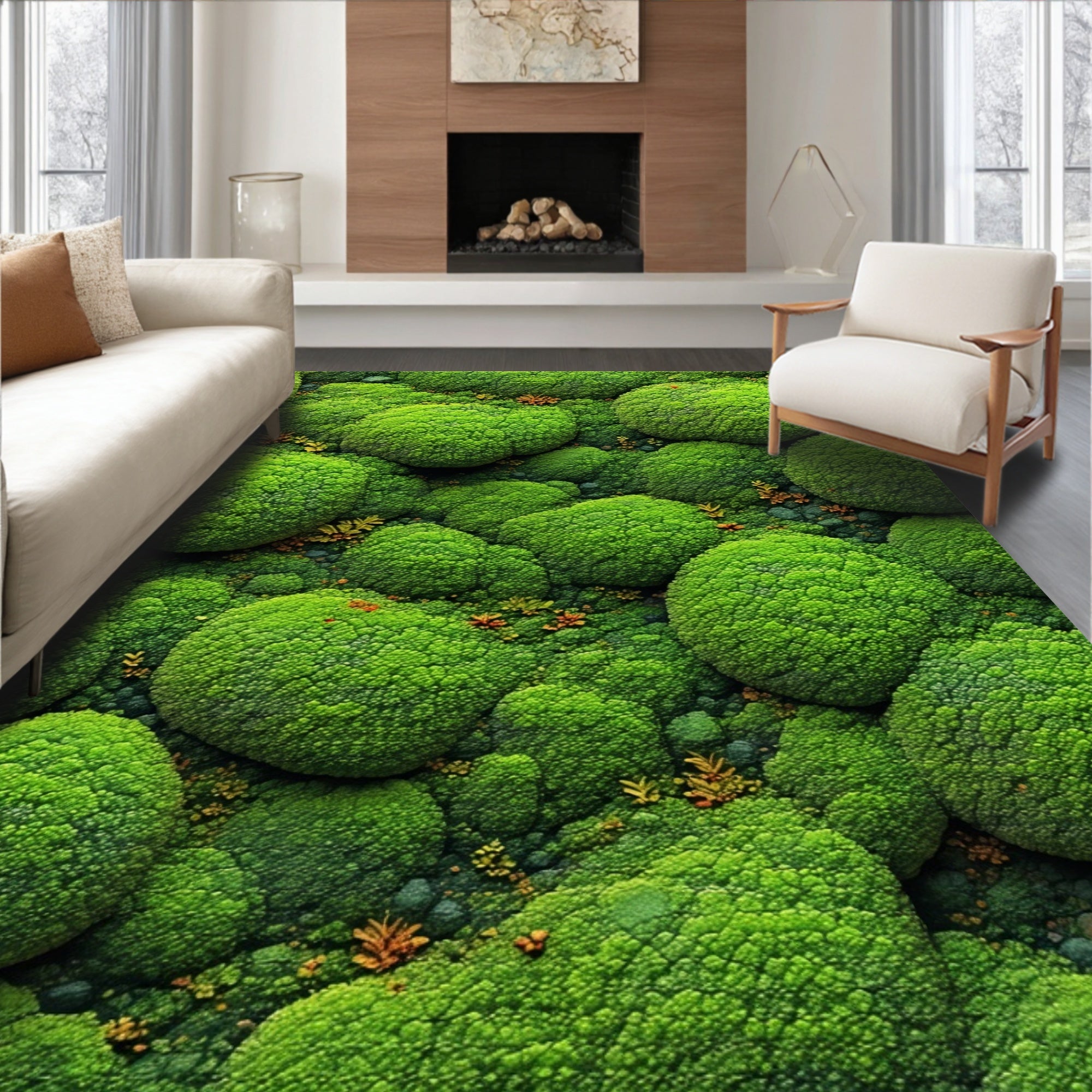 Vibrant Green Mossy Serene Rug(Green)