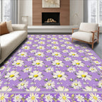 Cheerful Purple Daisy Print Rug(Purple)