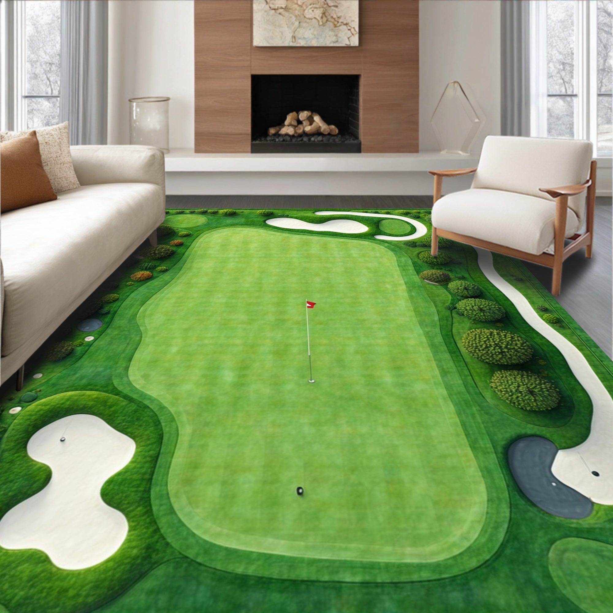 Green Golf Course Rug