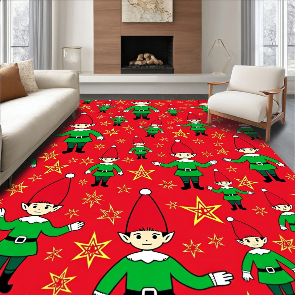 Red Festive Elf-Star Rug(Red)