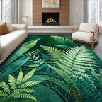 Tranquil Green Tropical Leaves Rug