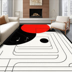 Bold Geometric Red Black White Rug