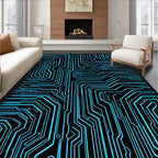 Electric Blue Circuit Board Futuristic Rug(Blue)