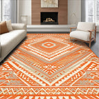 Orange Bohemian Geometric Rug(Orange)