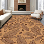 Warm Tan Leaf Acorn Rug(Brown)
