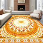 Ornate Bright Orange Medallion Rug(Yellow)
