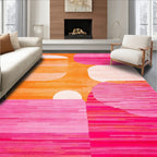 Energetic Pink-Orange Curved Rug
