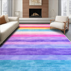 Bright Rainbow Striped Joyful Rug(Pink)