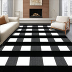Modern Black & White Checkered Rug(Black)