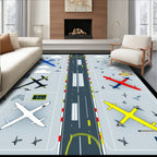 Vibrant Aviation Runway Playful Rug(Gray)