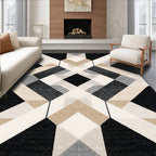 Modern Geometric Black & Beige Rug