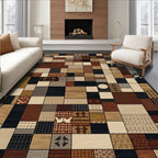 Warm Earthy Patchwork Rug(Brown)