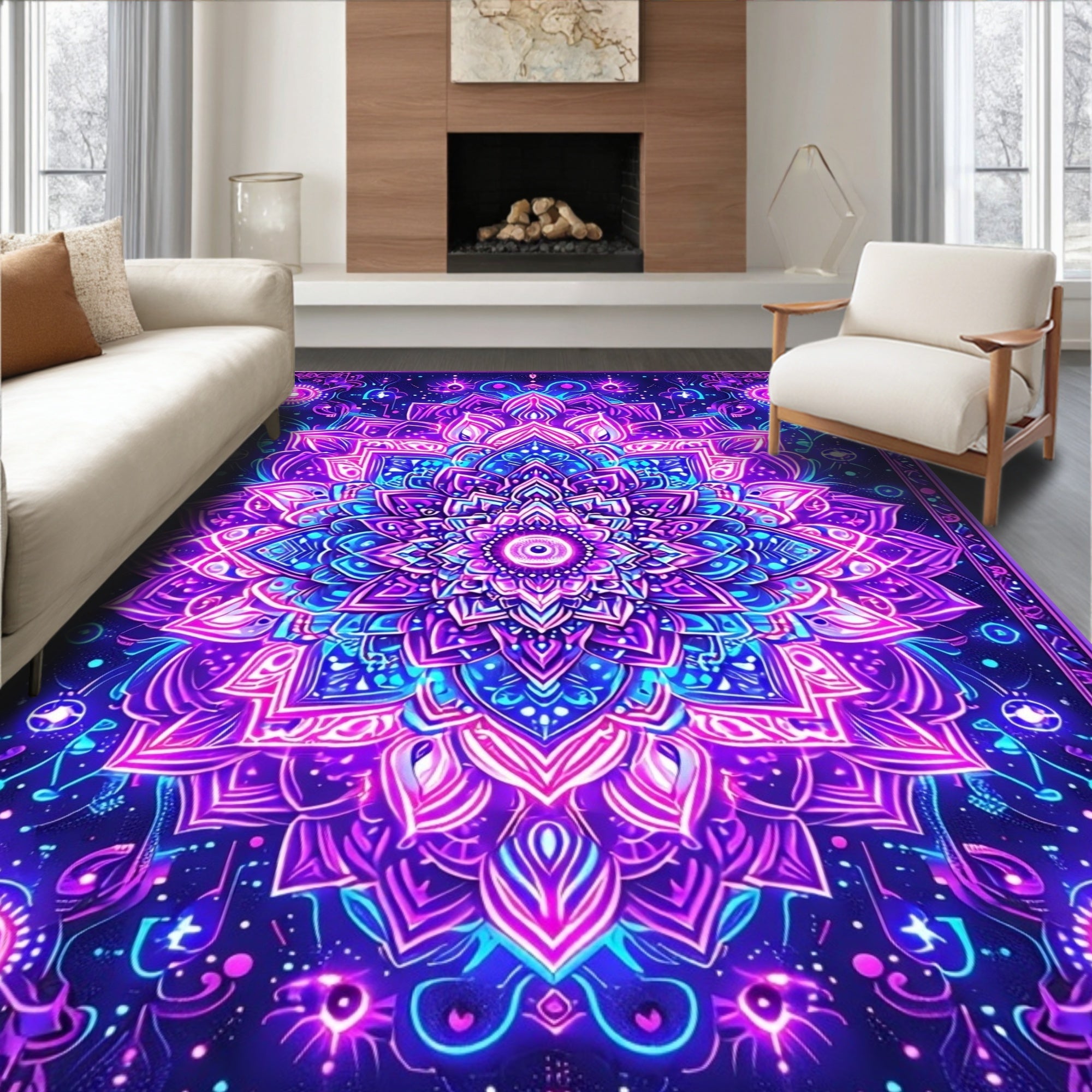 Electric Purple Mandala Cosmic Rug