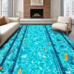 Vibrant Blue Pool Lane Lively Rug