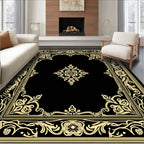 Black Gold Ornate Elegant Rug(Multi)