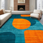 Vibrant Teal & Orange Geometric Rug