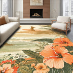 Warm Coastal Floral Surf Rug(Beige)