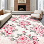 Pink Rose Floral Romantic Rug(Pink)