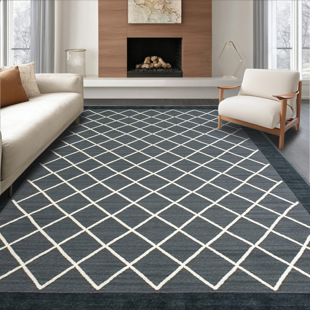Dark Gray Geometric Modern Rug