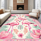 Cheerful Pink Tropical Rug(Ivory)