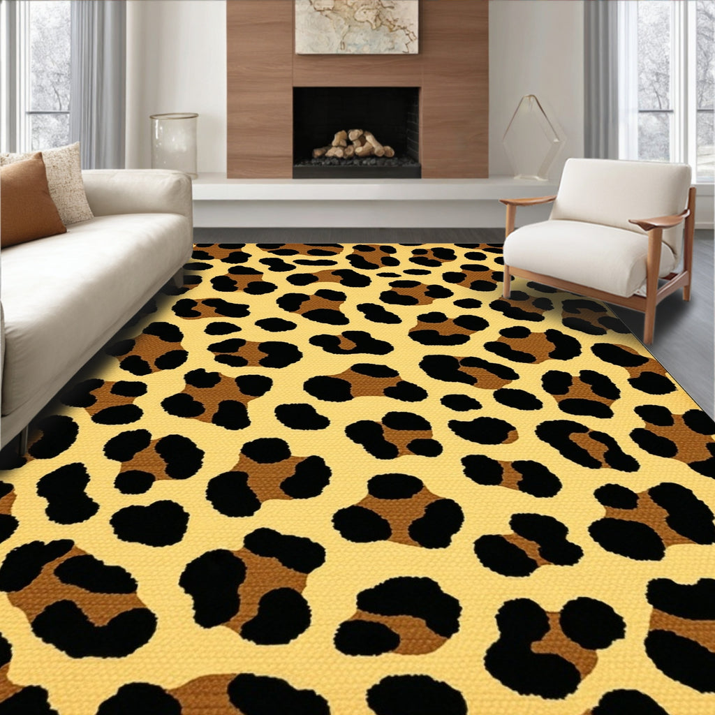 Tan Leopard Spots Bold Rug(Beige)