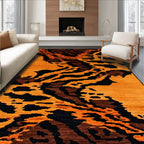 Bold Abstract Orange-Brown Rug(Brown)