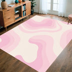Soft Pink Wavy Dreamy Rug(Pink)