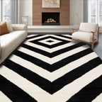 Modern Black and White Diamond Rug