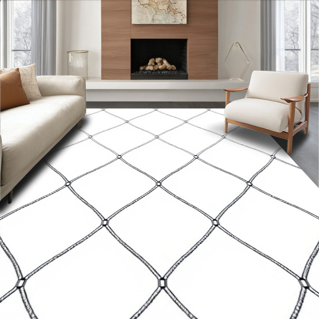Monochrome Diamond Modern Rug(Black)