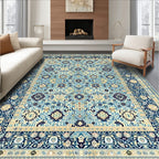 Elegant Blue Beige Ornate Rug(Blue)