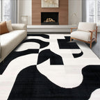 Modern Black White Abstract Rug