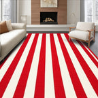 Bold Crimson and White Striped Rug