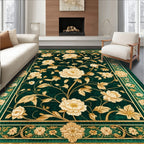 Emerald Green Floral Ornate Rug(Green)