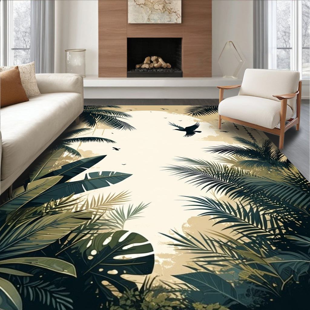 Beige Green Jungle Serene Rug(Beige)