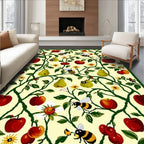 Cheerful Cream Fruit Bee Rug(Red)