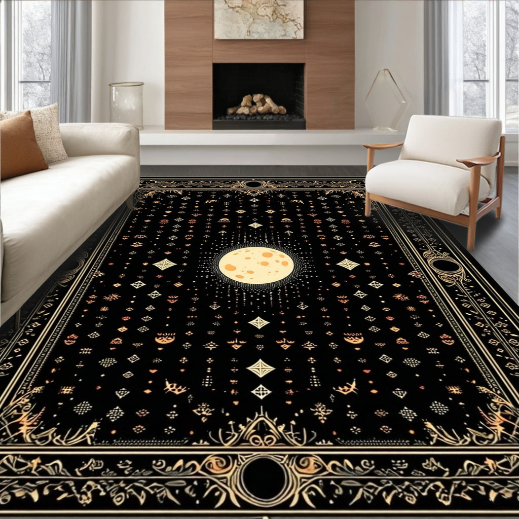 Black Gold Celestial Ethereal Rug(Black)