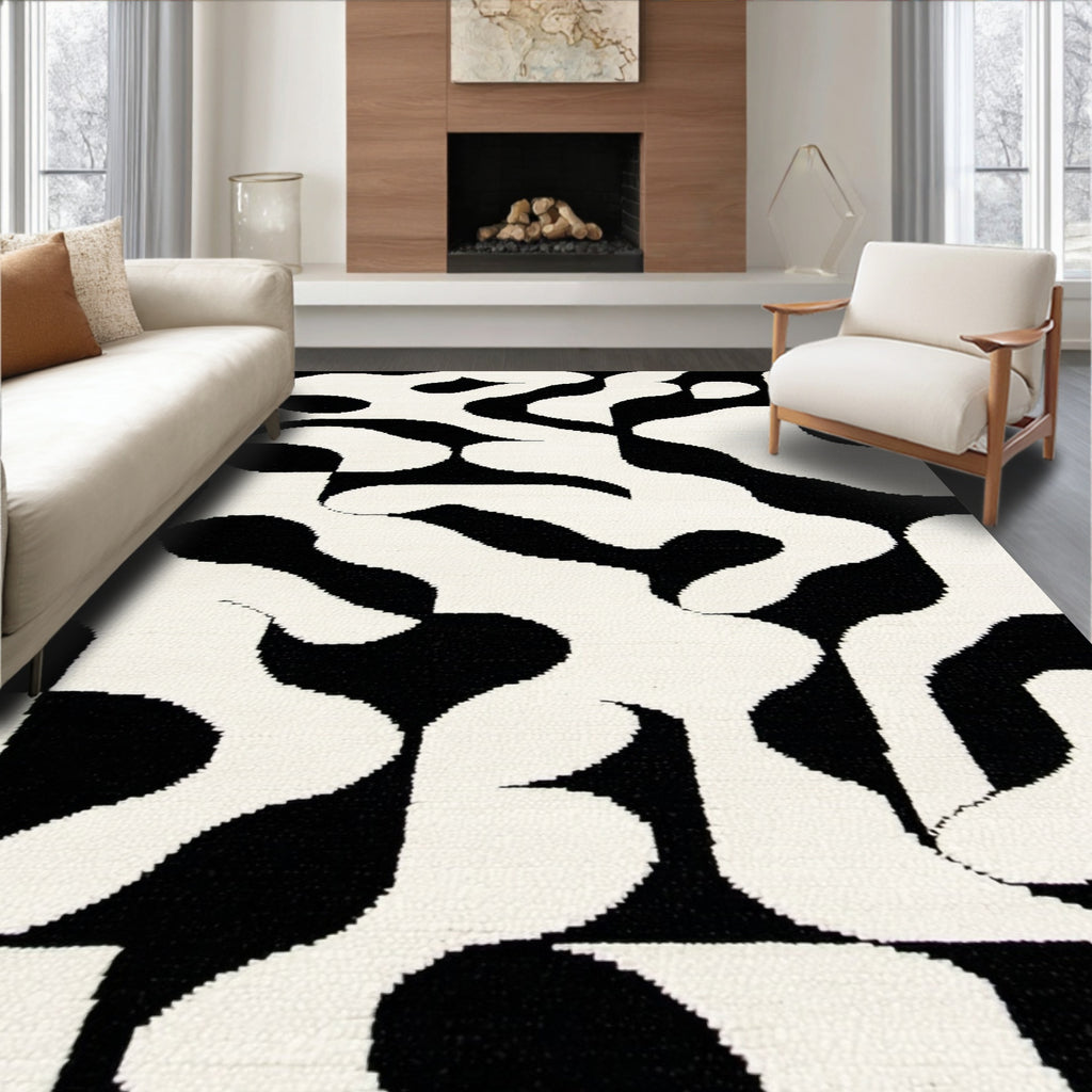 Black & White Abstract Modern Rug