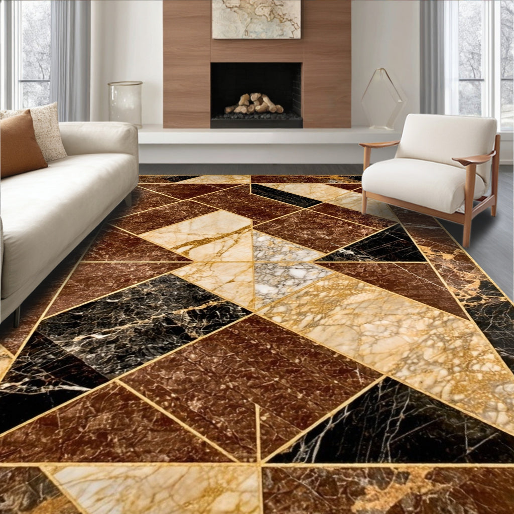 Brown Black Cream Geometric Modern Rug