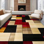 Energetic Geometric Vibrant Rug(Beige)