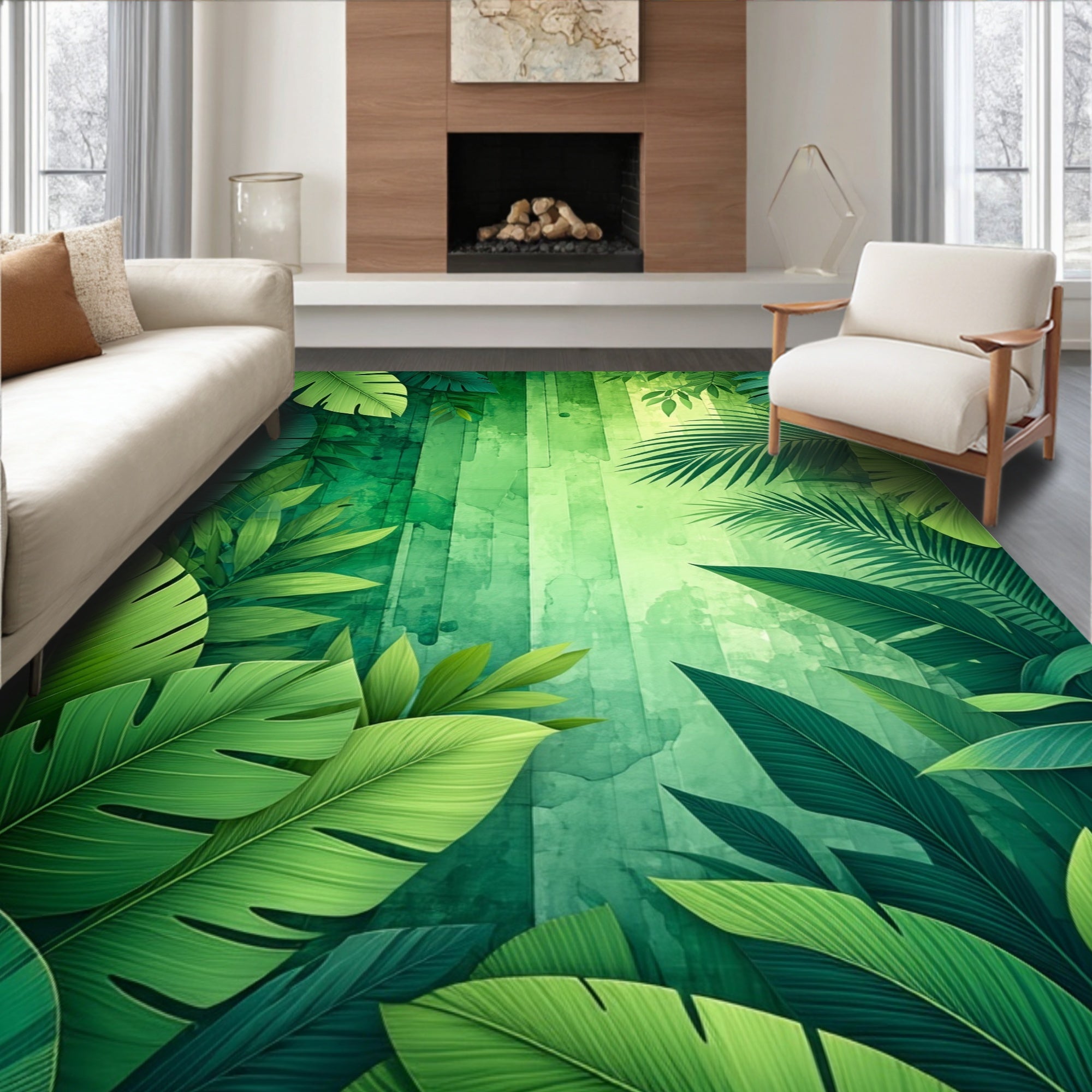 Vibrant Tropical Foliage Rug