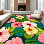 Lively Tropical Floral Rug(Pink)