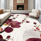 Burgundy Gold Floral Elegant Rug