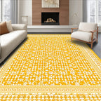 Sunny Yellow Ornate Floral Cheerful Rug(Yellow)